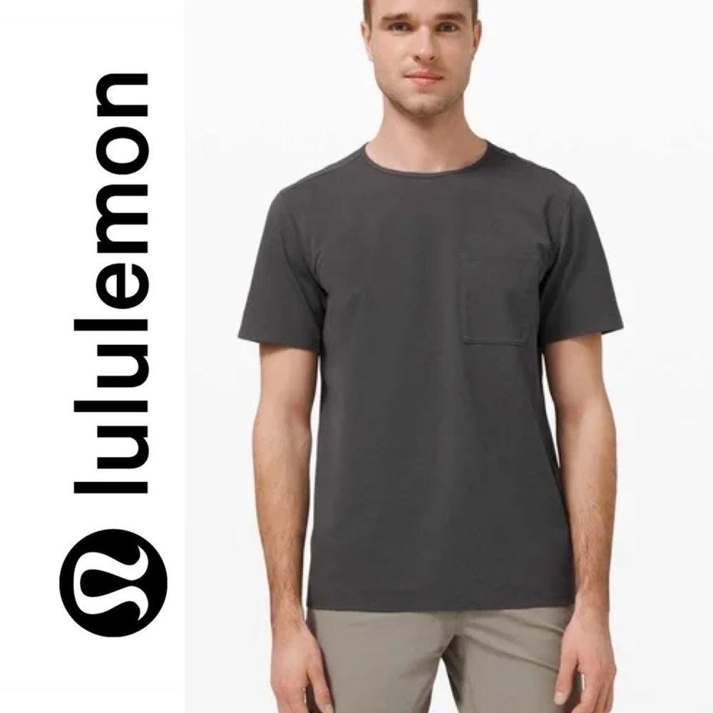 Lululemon Mens Chest Pocket Relaxed Fit Tee Graphite Grey Casual Minimalist